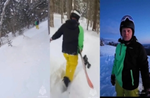 На Сахалине сотрудники МЧС спасли двух сноубордистов на горе Красной